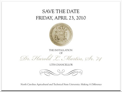 Save The Date - Chancellor's Installation